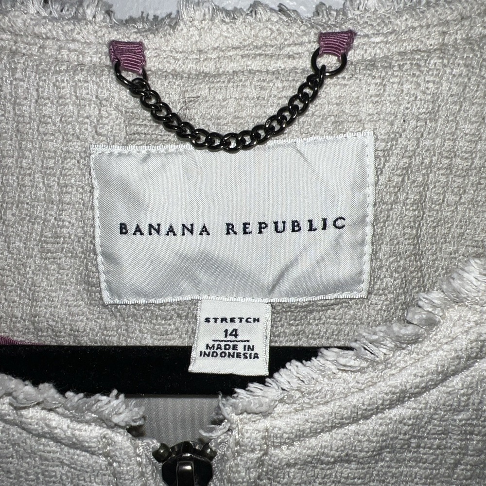 Banana‎ Republic Womens Cream Tweed Peplum Style Blazer With Stretch Size 14 EUC - Picture 6 of 16